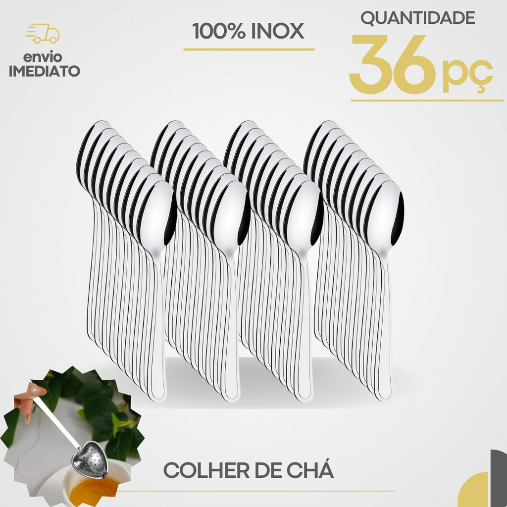 Kit 36 Colher De Sobremesa em Aço Inox