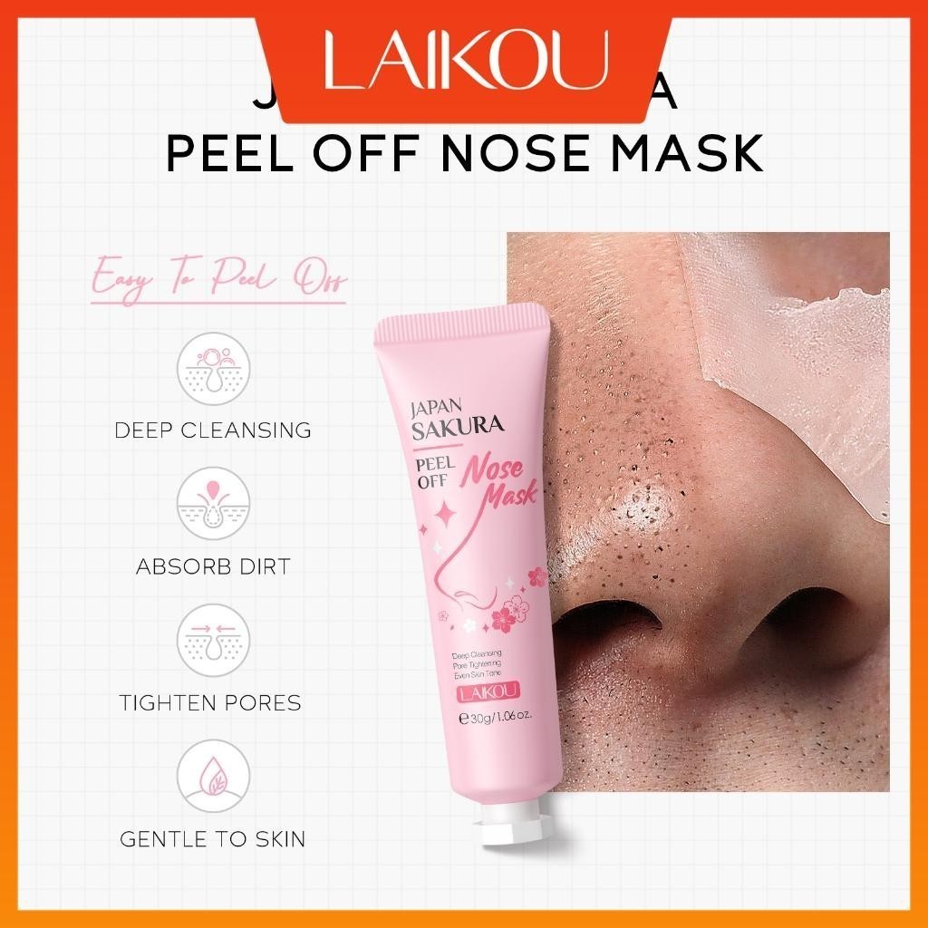 LAIKOU Japão Sakura Peel Off Nose Mask Limpeza Profunda Remoção De Cabeça Preta Apertar Os Poros Hidratação 30g