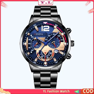 Relógio De Quartzo YL159 Moda Masculino Coreano De Aço Inoxidável Mãos Luminosas Com Calendário
