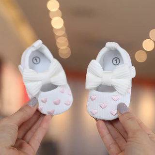 Sapatos de princesa amor para bebês de 0 a 18 meses, sapatos infantis antiderrapantes com sola, sapatos de bebê