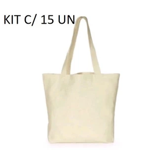 KIT 15 ecobag 32x38 cm GRANDE lisa em algodão cru Ecológica