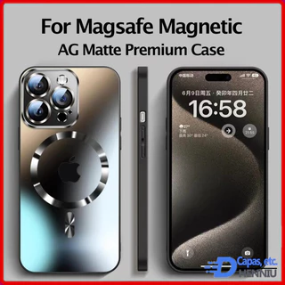 Para Magsafe Capa Magnética Luxo Nano Titânio À Prova De Explosão AG Matte Case iPhone 16 15 14 13 12 11 Pro Max 14 15 16 Plus Borda De Borracha Macia Lente De Vidro Protetora