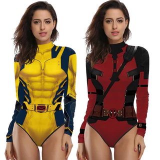 fantasia deadpool [Você é meu segredo] Filme Deadpool & Wolverine Super-herói Cosplay Trajes One Piece Maiôs Cosplay Zentai Macacão Ternos Do Partido