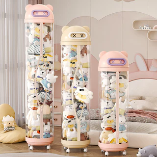 Balde De Armazenamento De Boneca Com Zíper , Tubo Transparente Móvel , Cesta Organizadora De Brinquedos De Pelúcia , Cai