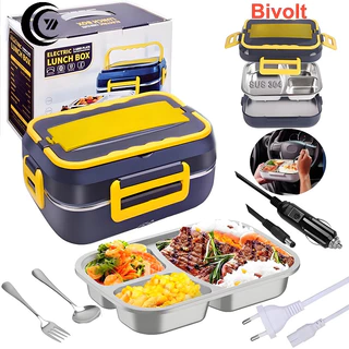 Marmita carro elétrico casa portátil Bivolt 110v/220v E 12V/24V (lancheira elétrica)- aço inoxidável SUS 304