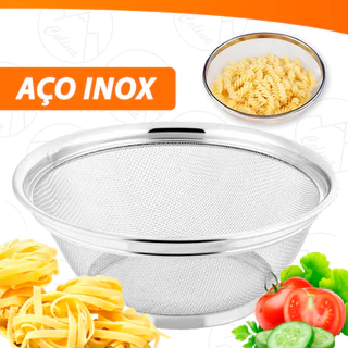 Escorredor de Alimentos Multiuso Macarrão Massas Legumes em Aço Inox