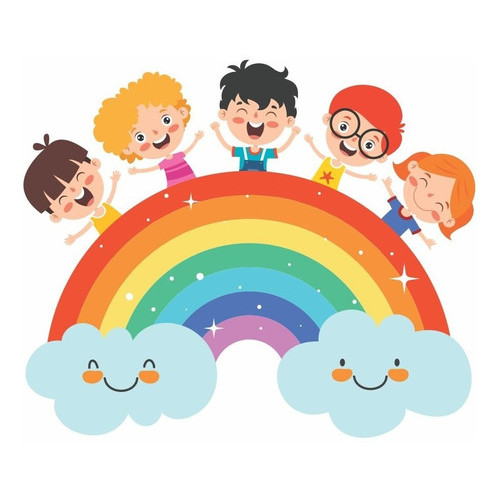 Adesivo Papel Parede Decoração Arco Iris Criança Escola 