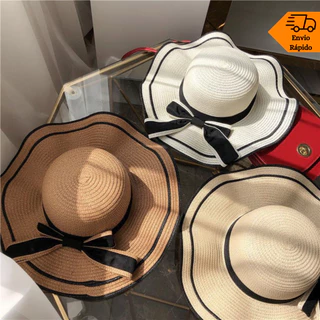 Chapéu Praia Piscina Passeio Feminino Aba Ondulada Laço Premium - Y-CM07