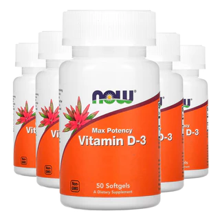 Kit 5x Vitamina D3 50.000 Ui Now Foods 50Caps Softgels /Made in Usa