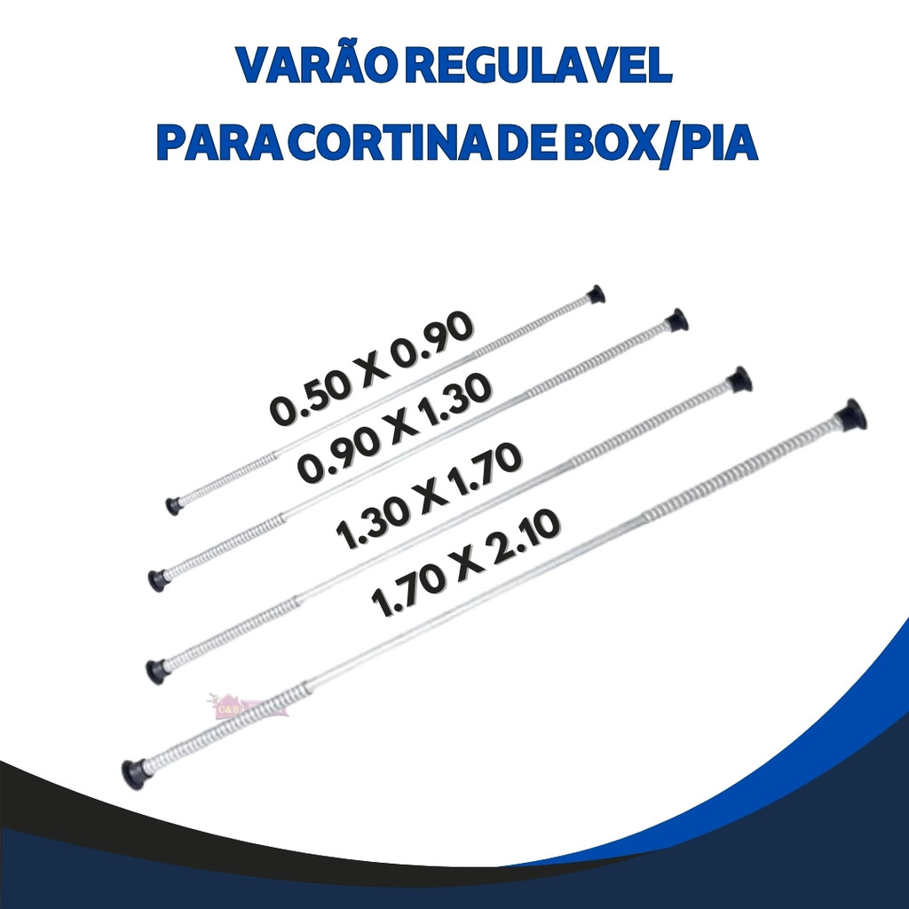 Varão Regulável Tubo Extensível para Cortina de Box Pia Aluminio Variações