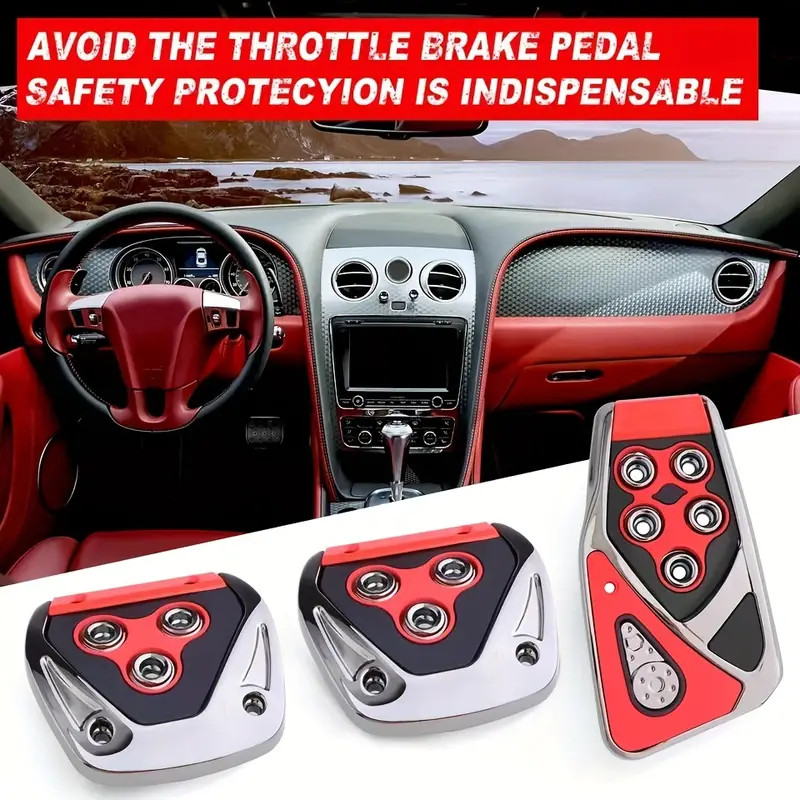 Kit 3 Peças Pedaleiras Esportivas Automotiva Carros Tuning Acessórios Universal