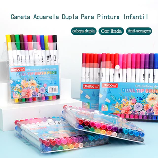 12/24/36/48 Cores Aquarela Conjunto De Canetas Marcadores De Arte Com Ponta Dupla/Tinta Base De Água material escolara alice