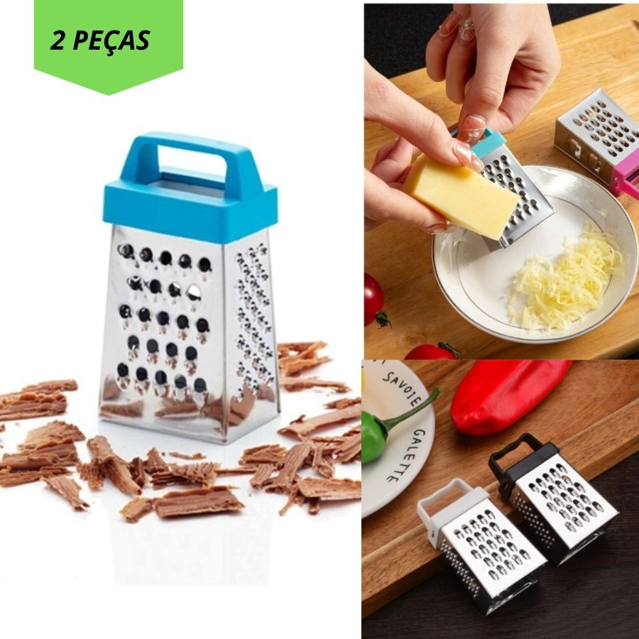 Kit 2 Unidades Mini Ralador Inox 4 Faces Com Alça Plástica Cores ...