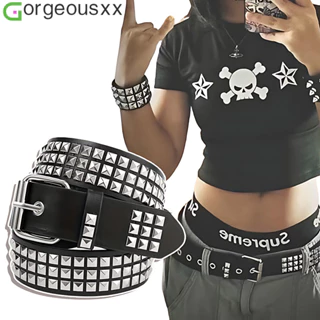 Novo Quadrado Grânulo Rebite Cinto De Metal Pirâmide Couro Masculino E Feminino Punk Jeans Calças Acessórios