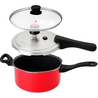 Panela de Pressão Eirilar 3 Litros 2 em 1 Antiaderente Fechamento Externo com Tampa de Vidro em Oferta na Shopee