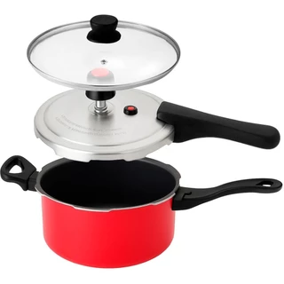 Panela de Pressão Eirilar 3 Litros 2 em 1 Antiaderente Fechamento Externo com Tampa de Vidro em Oferta na Shopee