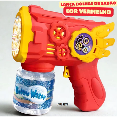 Brinquedo Maquina Automática Lança Bolha De Sabão Colorido Infantil Rosa Azul E Vermelho com refil