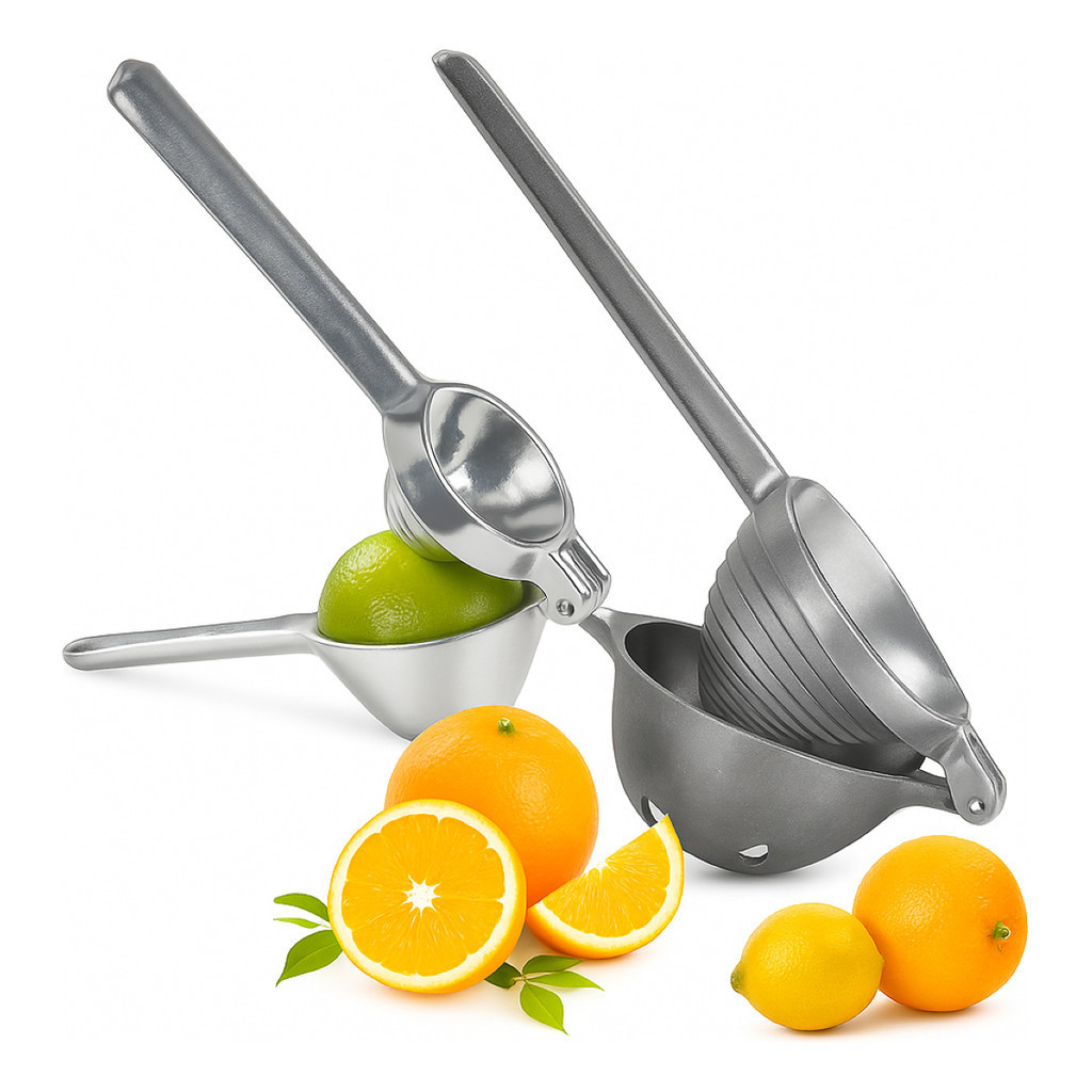 Kit Espremedor Fruta Manual Laranja Limão Suco Aço Cozinha