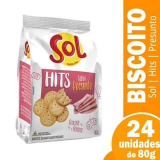 Biscoito Salgadinho Hits Sol Presunto 80g - Embalagem c/ 24 Unidades em Oferta na Shopee