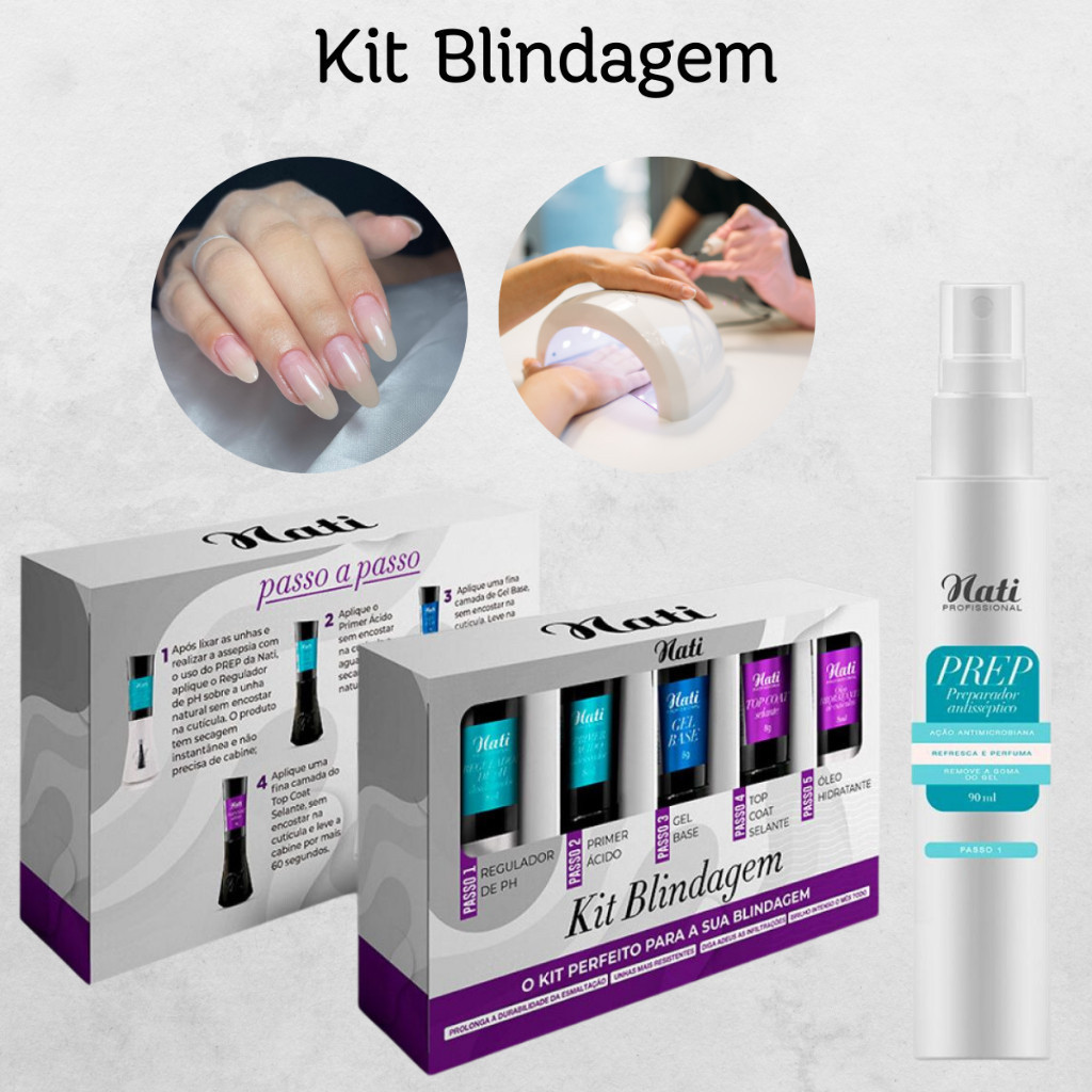 Kit Blindagem Completa para unhas de Gel Niveladora Nati Preparador ...