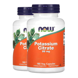 Kit 2x Citrato de Potássio 99mg Now Foods 180 Veg Cáps Importado/Made in Usa