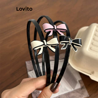 Lovito Tiara casual com laço liso e pequena fragrância, visual formal para mulheres LFA44657
