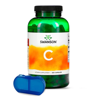 Vitamina C-1000 Rosa Mosqueta Swanson 250Cap + Porta Cápsulas