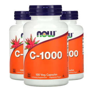 Kit 3x Vitamina C 1000mg Now Foods 100Veg Caps /Made in Usa
