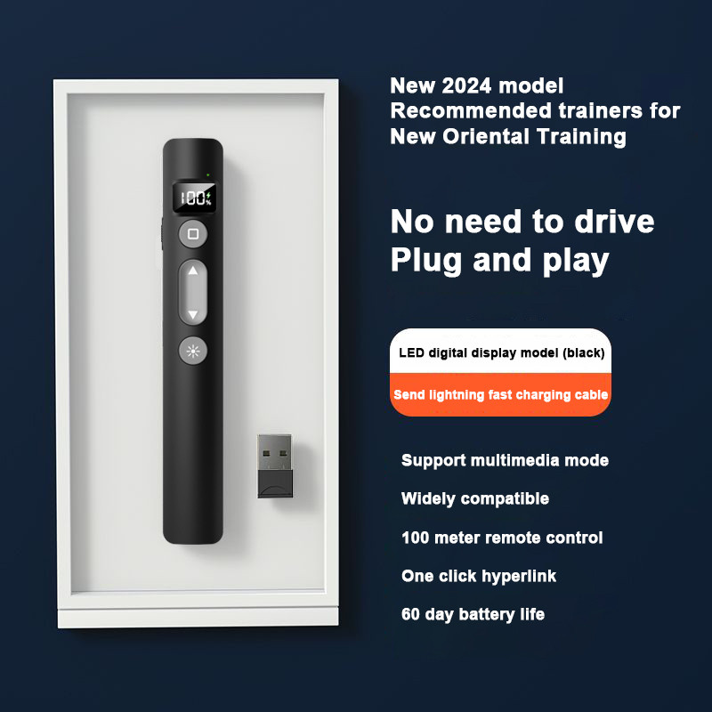 Caneta De Apresentação Sem Fio De 2,4ghz Com Ponta De Alimentação Recarregável Clicker USB De Controle Remoto Apontador Flip Pointer PPT Slide Advancer