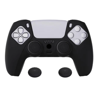 Capa de Silicone preto Controle Dualsense Ps5 + 8 pares de grips preto