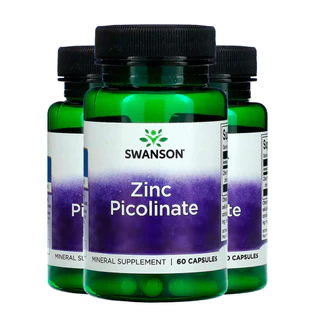 Kit 3x Picolinato de Zinco 22mg Swanson 60 Caps Importado /Made in Usa