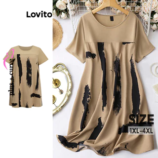 Lovito Vestido colorblock casual plus size com costura em tecido geométrico para mulheres LBL16479