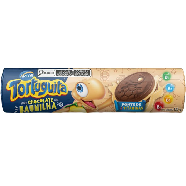 Biscoito Recheado Tortuguita Chocolate Com Baunilha Arcor 120g | Shopee ...