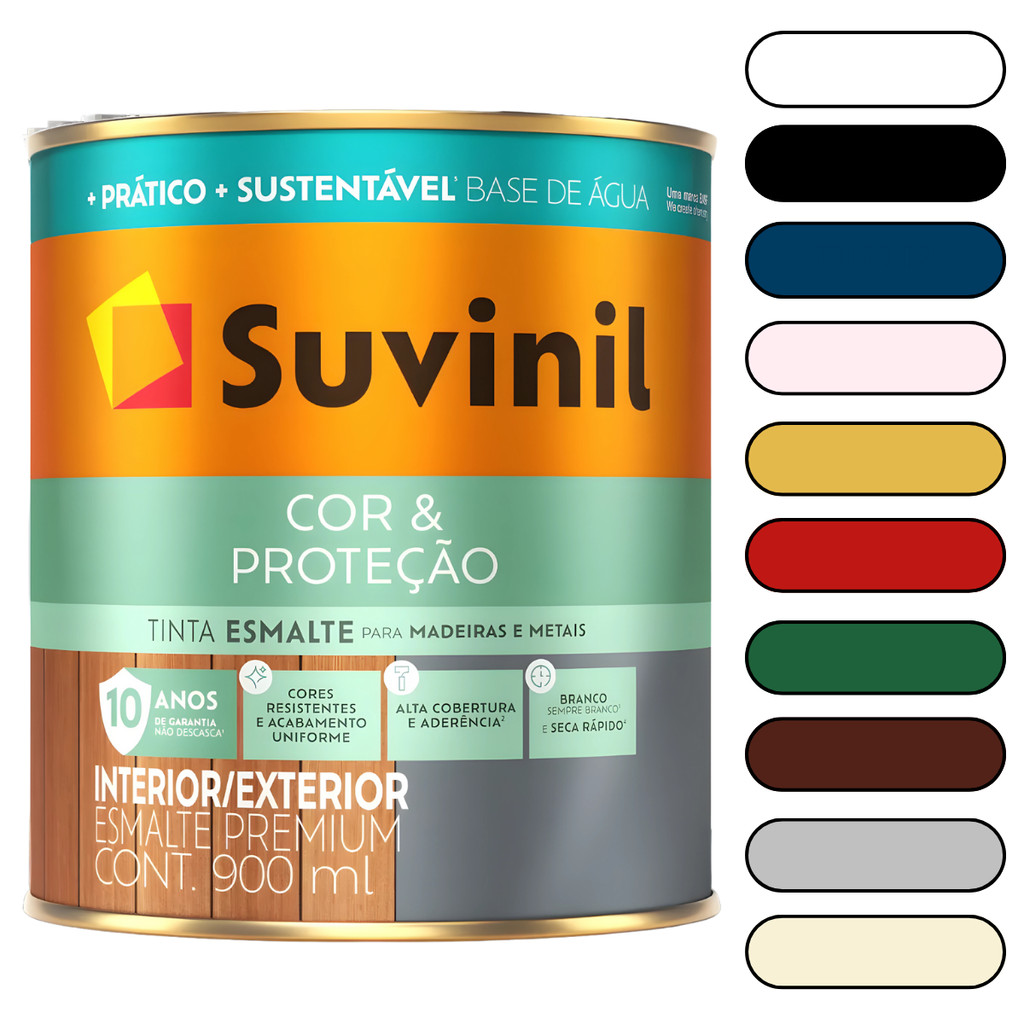 Tinta Esmalte Base Água Seca Rápido 900ml Suvinil Cores | Shopee Brasil