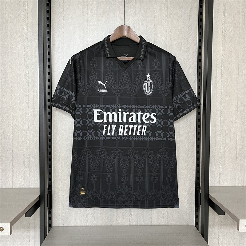 Nova camisa de futebol 24-25 AC Milan preto versão conjunta dos homens ...