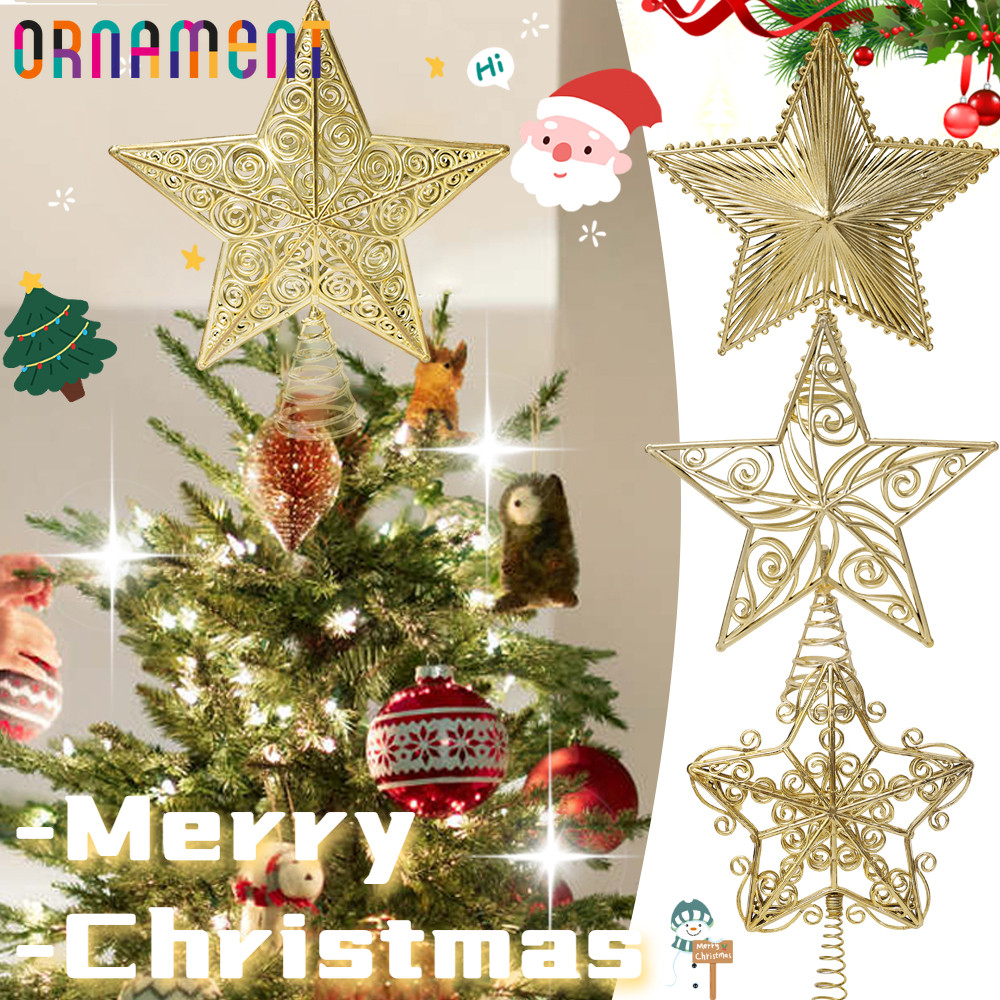Pentagrama Superior Da Árvore De Natal-Enfeites Ocos De Estrela De Cinco Pontas-Decoração Copa De Atmosfera De Festival 