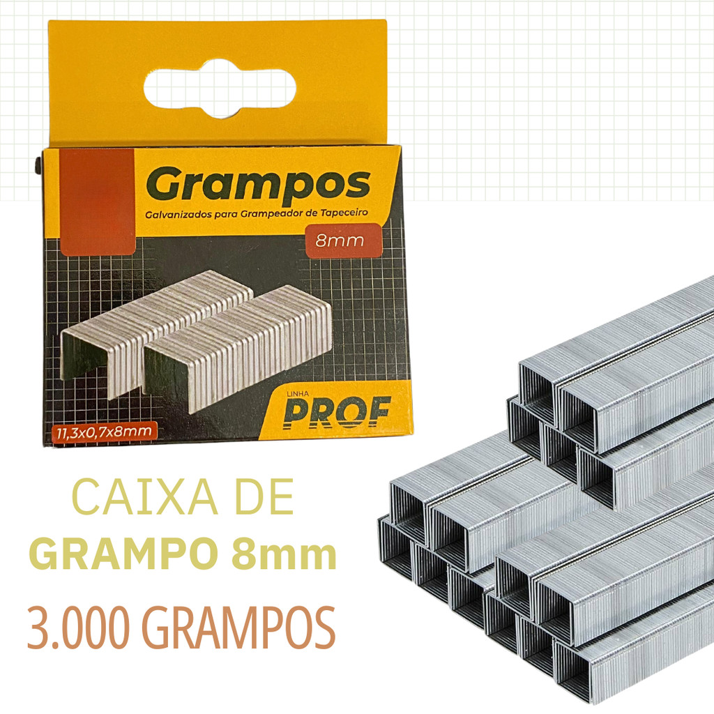 Caixa de Grampo 8mm + 3.000 GRAMPOS Para Grampeador Tapeceiro | Shopee ...