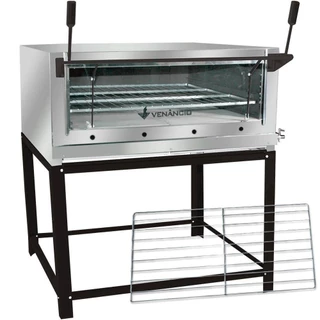 Kit Forno Industrial Venâncio Roma Inox 90 Cm com Pedra Refratária Gás GLP + Grelha Adicional FIRI90