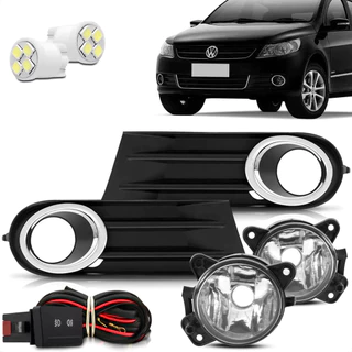 Kit Farol Milha Gol Voyage Saveiro G5 2009 2010 2011 2012 13 Moldura Cromada C/ Botão Original