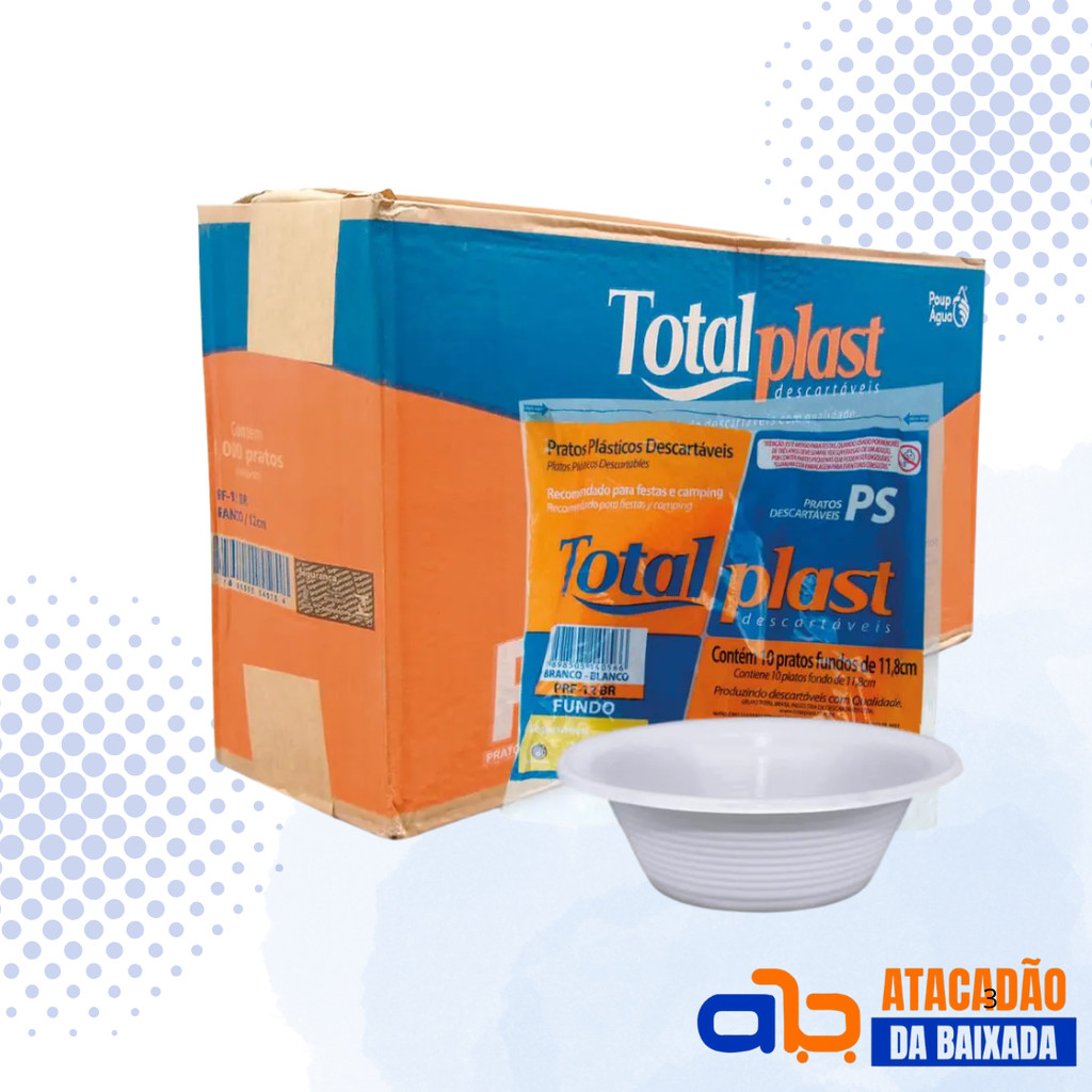 1000 PRATOS FUNDOS 15CM - CAIXA FECHADA - TOTALPLAST
