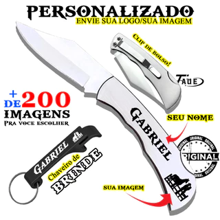 Canivete Inox Personalizado Com Presilha Cilp Bolso Brinde Abridor Garrafa Seu Nome Envio Imediato