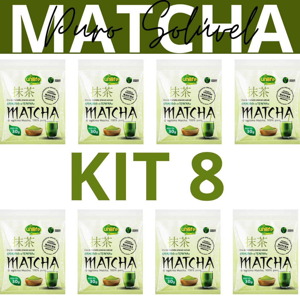 Kit 8 Matcha 100% Puro Envelope 30g - Unilife | Shopee Brasil