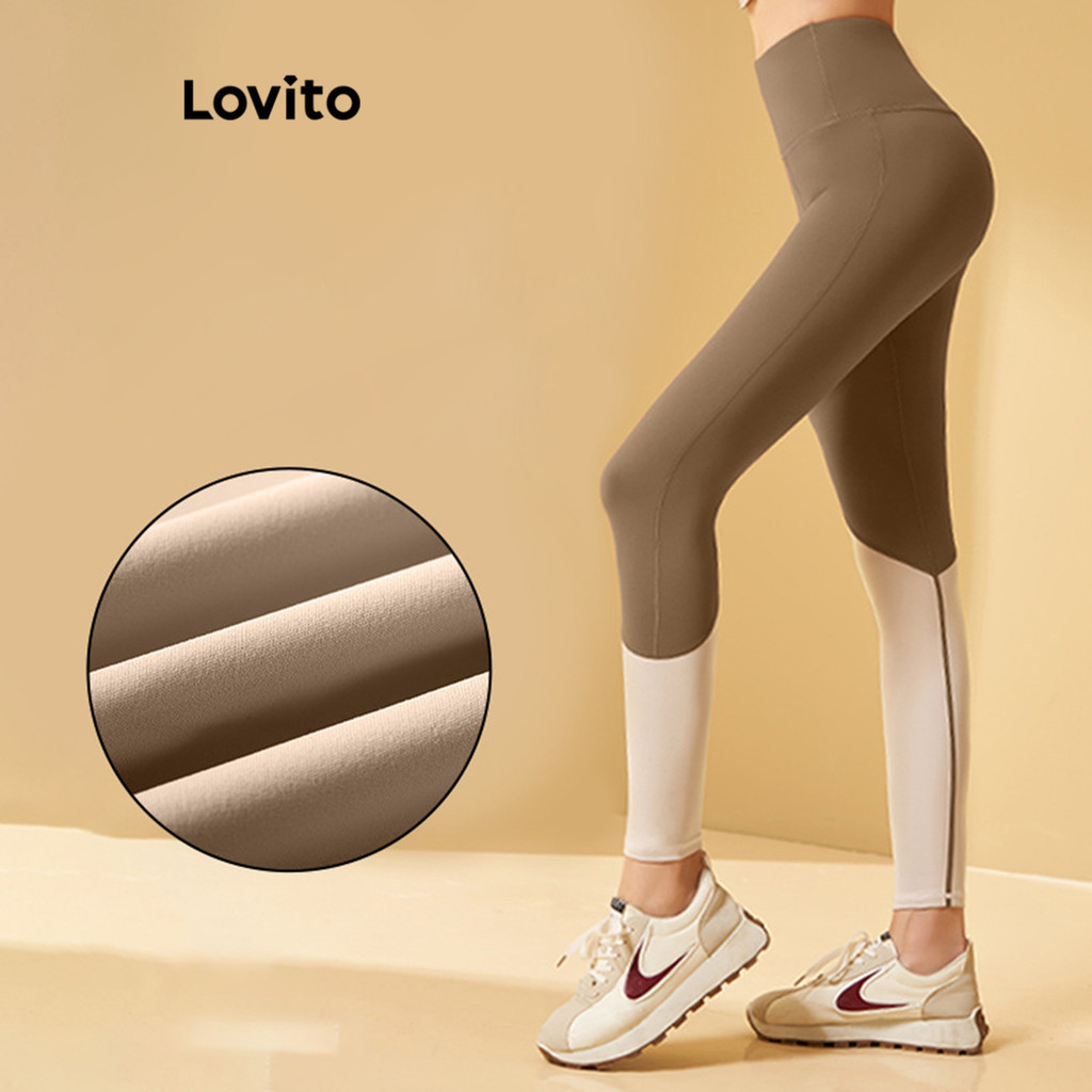 Lovito Leggings Esportivas Esportivas Em Patchwork Colorblock Para Mulheres LNA48239