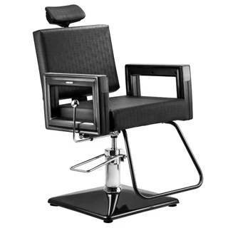 Cadeira Barbeiro Cabeleireiro Hidráulica Encosto Reclinável Preta Black Salão Profissional Square Dompel