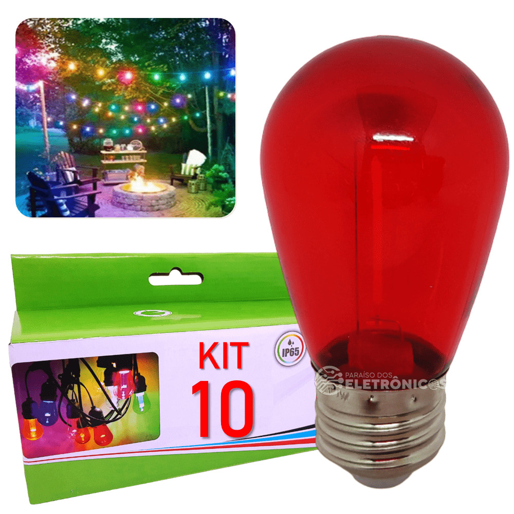 Kit 10 Lâmpadas Luz Led Vermelho Retrô Iluminar E Decorar Para Spots  Luminárias 61464VM