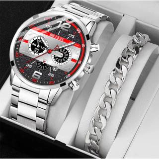 Pulseira Relógio Masculina Masculino De Aço Inoxidável Luminoso Com Display De Calendário