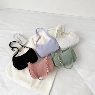 Bolsa Fashion Vintage Bolsas Femininas Outono Inverno Corduroy Com Zíper Para O Ombro Pequenas Casual De Embreagem Macia