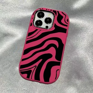 Adequado Para iPhone 11 12 Pro Max x xr xs 7 Mais 8 13 14 15 Caixa Telefônica zebra Impressão Grafite Galvanoplastia Moldura Espelho Fosca