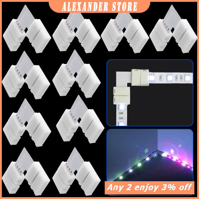 Alex 10x 10mm 4 Pinos 5050/3528 Rgb Led Strip Conector De Fita Em Forma ...
