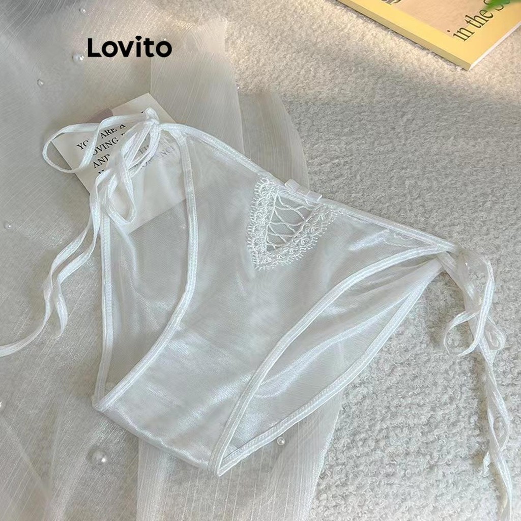 Lovito Lingerie sexy casual com renda lisa para mulheres LNE72497